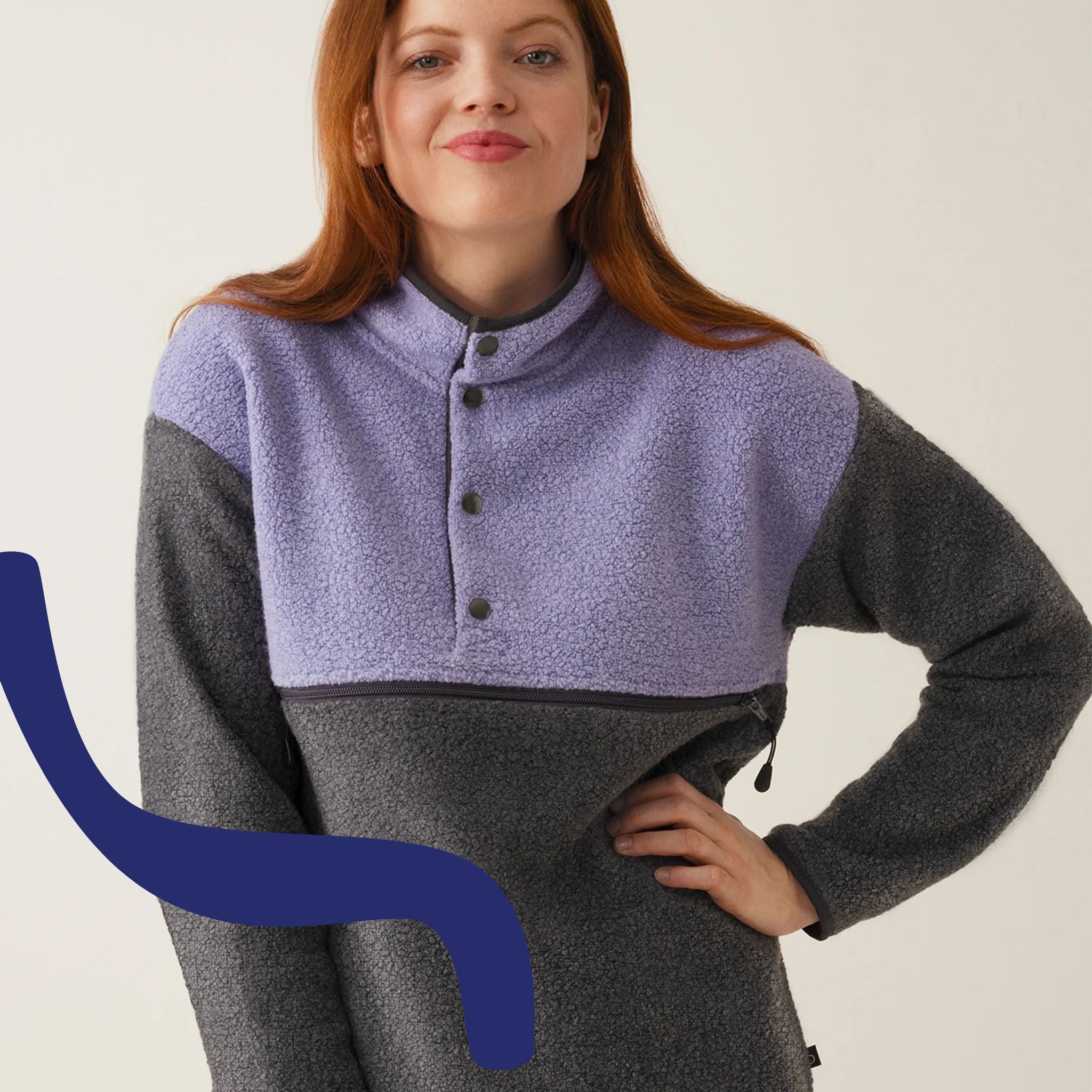 Wol-fleece 90's Zwangerschapstrui Lila