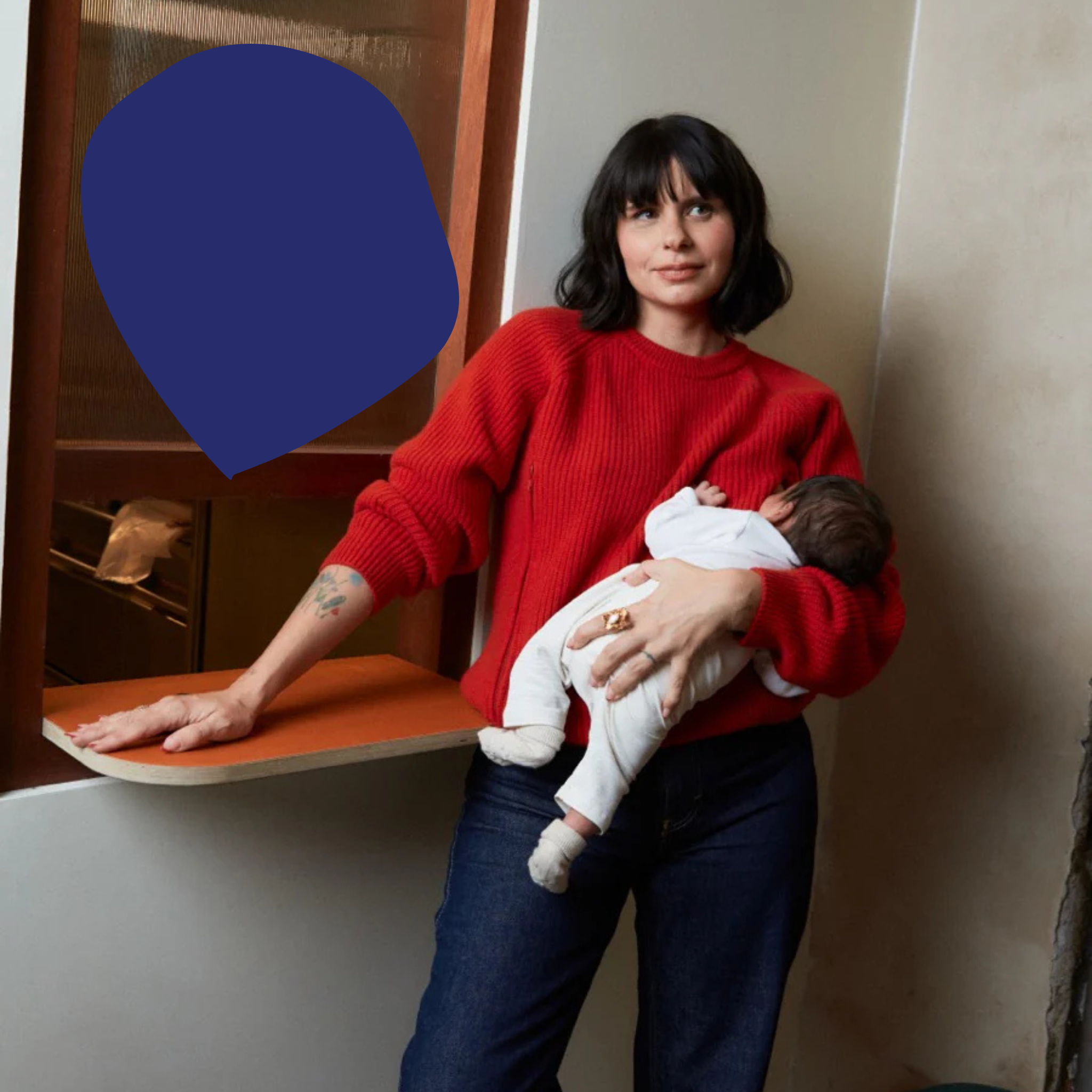 Pull up Gebreide Borstvoedingstrui Tajine Banane Red