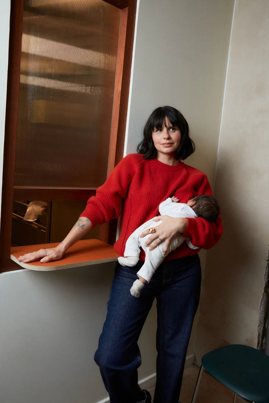 Pull up Gebreide Borstvoedingstrui Tajine Banane Red