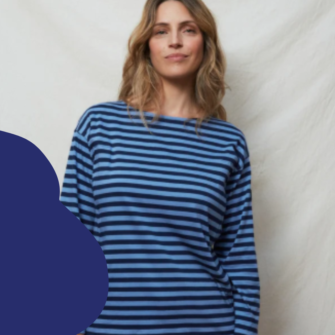 Long sleeve borstvoedingsshirt blauw Tajine banane