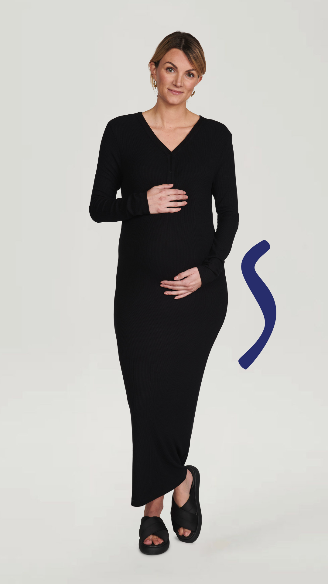 The Mom Dress - bevallingsjurkje - Black bamboo rib