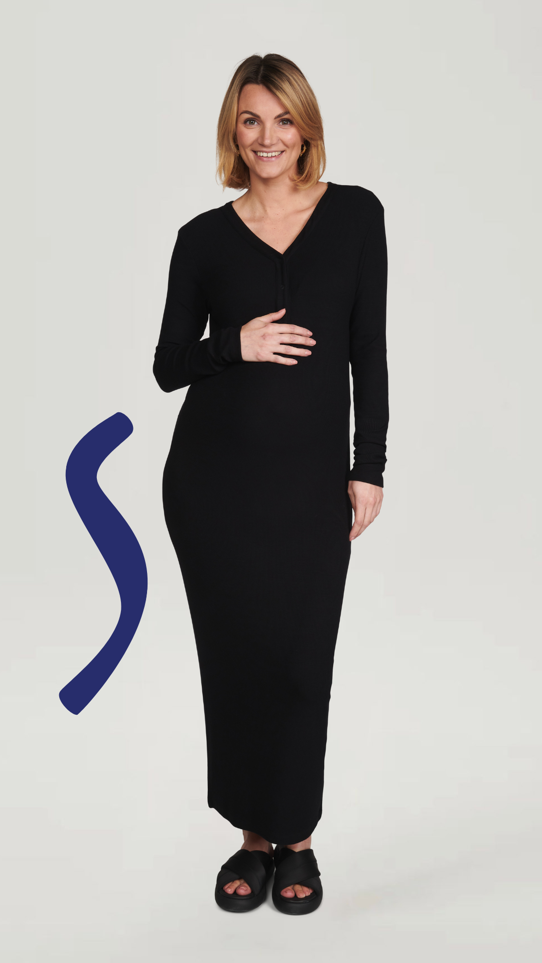 The Mom Dress - bevallingsjurkje - Black bamboo rib