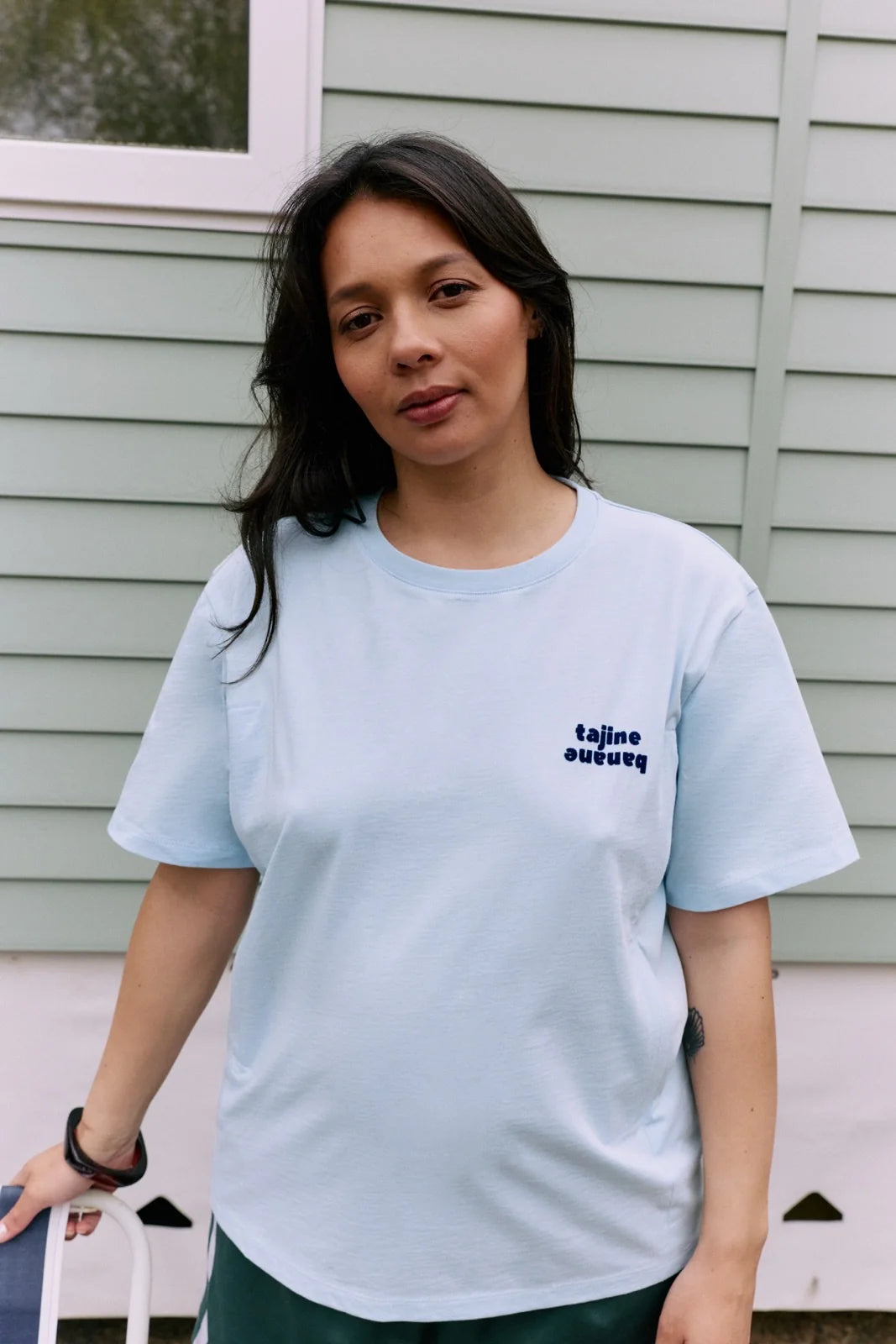 La P'allaito borstvoedingst-shirt licht blauw