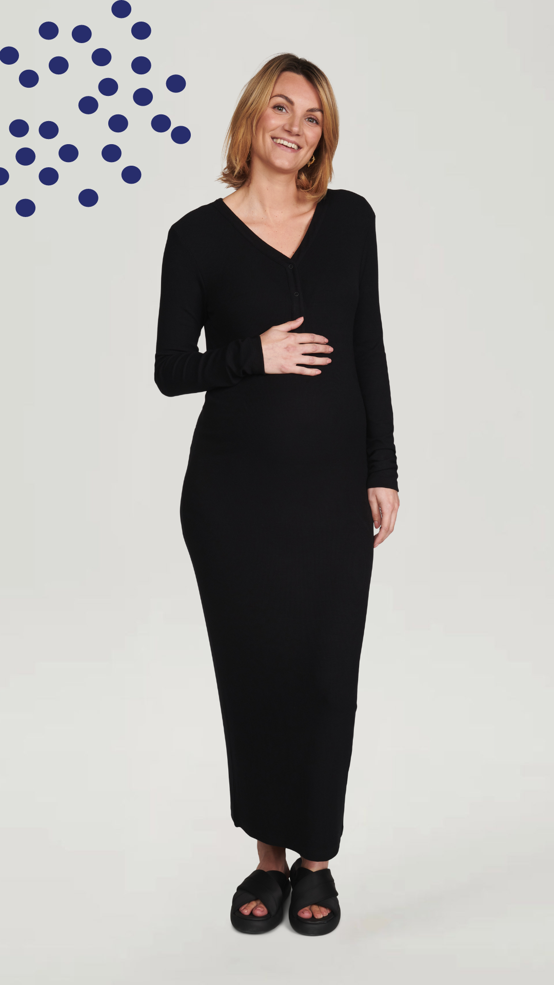 The Mom Dress - bevallingsjurkje - Black bamboo rib